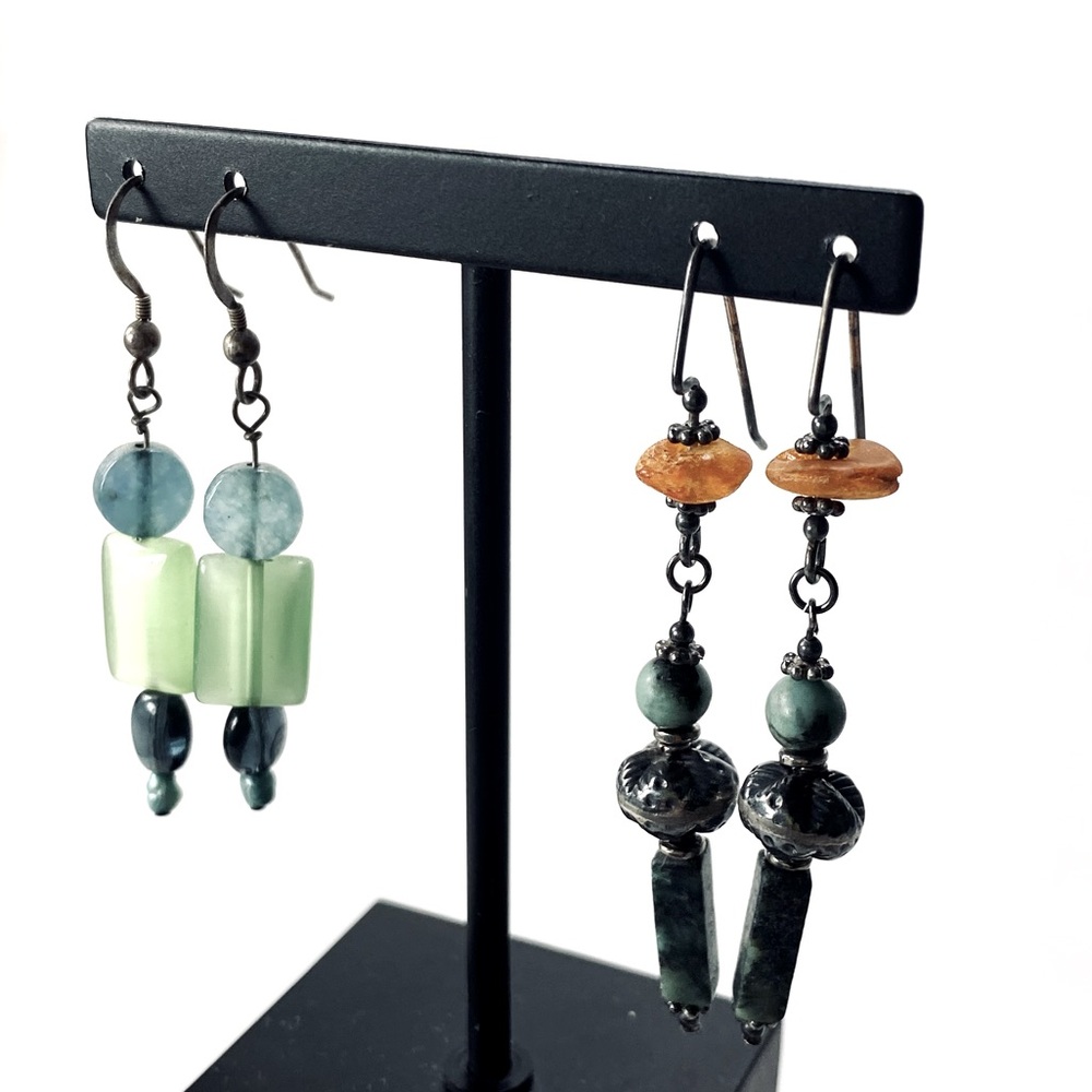 🎉LAST CALL🎉 Bundle of 2 Bohemian Glass Stone Metal Beaded Dangle Earrings